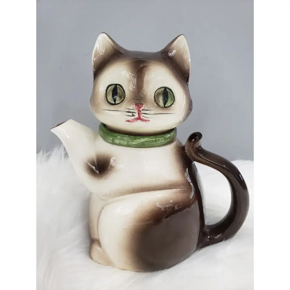 JAPANESE MID-20TH CENTURY VINT 1972 CMI LARGE CERAMIC CAT‎ FIGURE TEAPOT MCM
